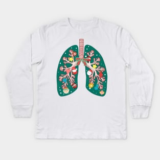 Respiratory Therapist a Lung Christmas Lights RT Nurse Design Kids Long Sleeve T-Shirt